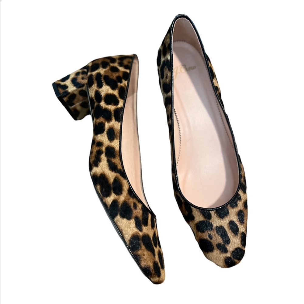 J CREW Animal Print Real Calf  Leather Flats Heeled Shoes Size 9